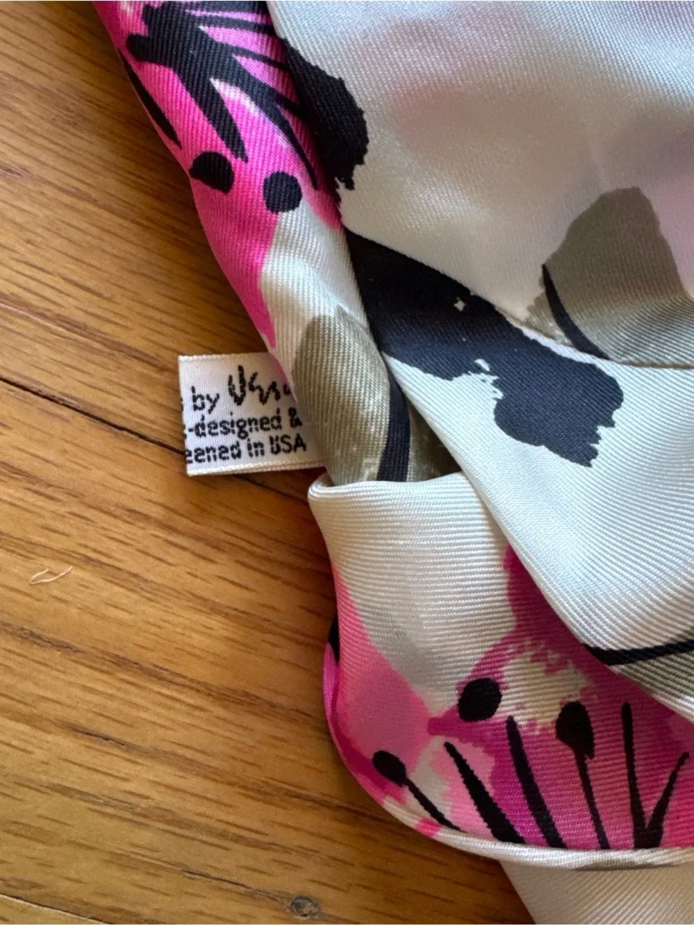 Pink Floral Silk Scarf